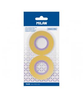 Milan Pack de 2 Cintas Adhesivas - 12mm x 33m - Color Amarillo Transparente