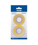 Milan Pack de 2 Cintas Adhesivas - 12mm x 33m - Color Amarillo Transparente