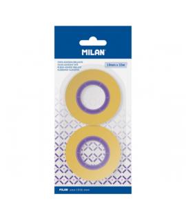 Milan Pack de 2 Cintas Adhesivas - 19mm x 33m - Color Amarillo Transparente