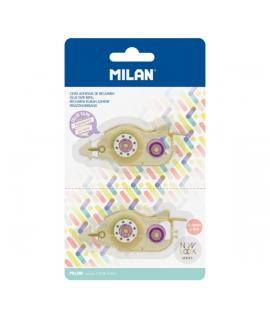 Milan Pack de 2 Recambios de Cinta Adhesiva para Serie New Look - 8.4mm x 8m - Color Transparente
