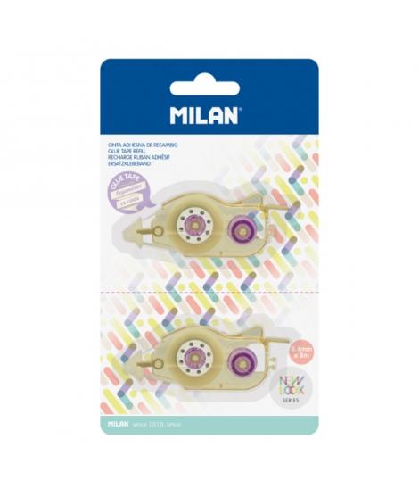 Milan Pack de 2 Recambios de Cinta Adhesiva para Serie New Look - 8.4mm x 8m - Color Transparente