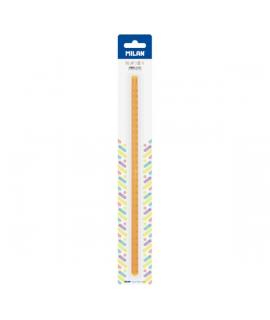 Milan New Look Regla Triangular de 30cm - Plastico Rigido - Transparente - Color Naranja