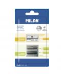 Milan Pack de 2 Sacapuntas de Aluminio Sin Deposito - 1 Estandar - 1 Doble para Normal y Maxi - Color Plata