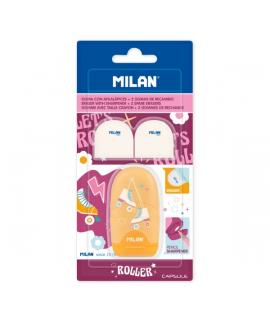 Milan Capsule Roller Afilaborra - 2 Gomas de Recambio - Cuchilla de Acero de Seguridad - Color Rosa
