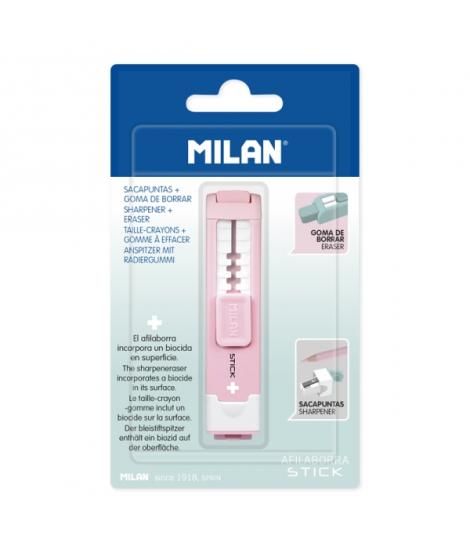 Milan Stick + Afilaborra - Superficie Antibacteriana - Cuchilla de Acero al Carbono - Miga de Pan - Color Rosa