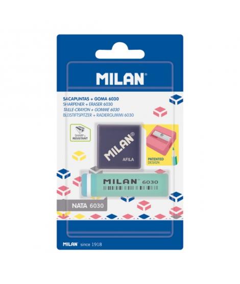 Milan Afila Pack de 1 Sacapuntas + 1 Goma 6030 - Color Azul