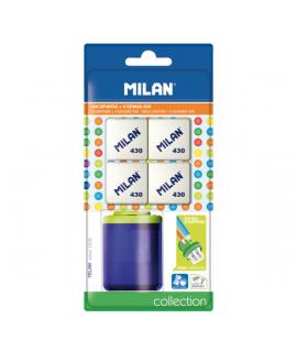Milan Collection Pack de Sacapuntas + 4 Gomas 430 - Colores Surtidos
