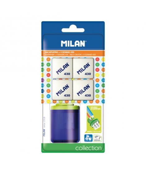 Milan Collection Pack de Sacapuntas + 4 Gomas 430 - Colores Surtidos