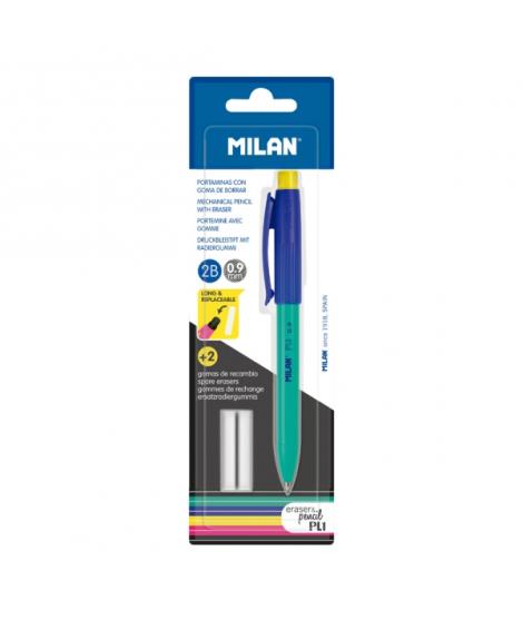 Milan Pl1 Portaminas 0.9mm - Incluye 2 Gomas de Recambio - Colores Surtidos