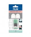 Milan Capsule Silver Afilaborra - 2 Gomas de Recambio - Cuchilla de Acero de Seguridad - Colores Surtidos