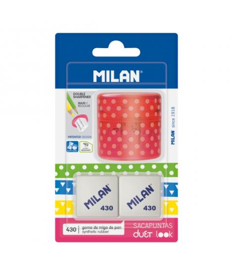 Milan Duet Look Pack de Sacapuntas + 2 Gomas 430 - Color Rosa
