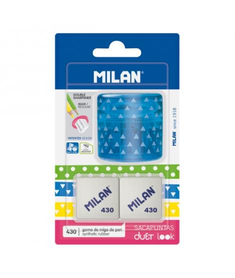 Milan Duet Look Pack de Sacapuntas + 2 Gomas 430 - Color Azul