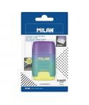 Milan Compact Sunset Afilaborra - Cuchilla de Acero de Seguridad - Doble Agujero para Normal y Maxi - Color Turquesa