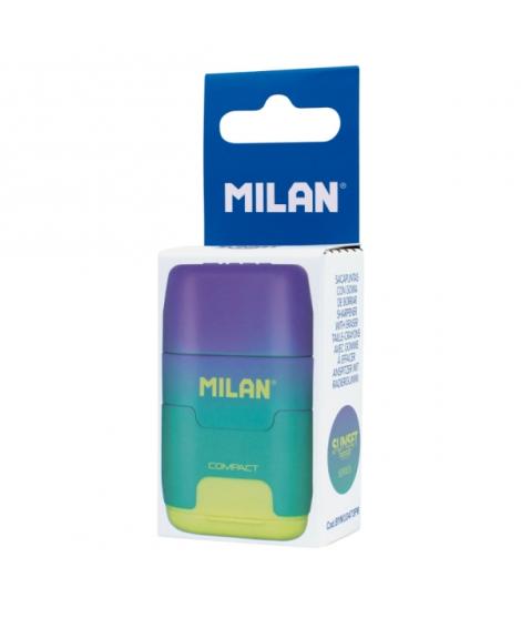 Milan Compact Sunset Afilaborra con 2 Gomas de Borrar - Sacapuntas Doble - Cuchilla de Seguridad - Color Turquesa