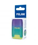 Milan Compact Sunset Afilaborra con 2 Gomas de Borrar - Sacapuntas Doble - Cuchilla de Seguridad - Color Turquesa