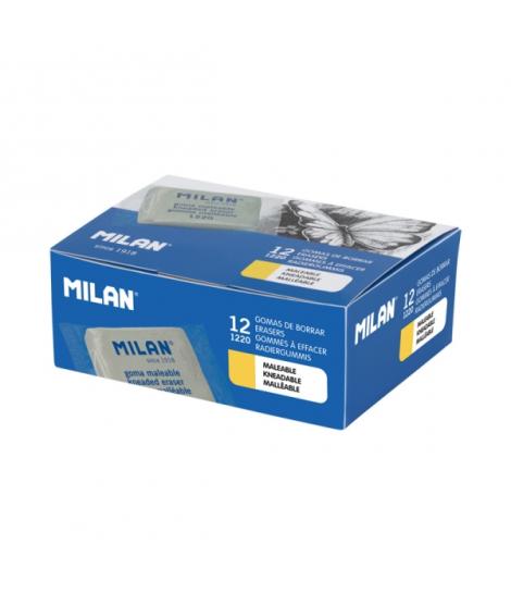 Milan 1220 Gomas de Borrar Maleables para Bellas Artes - Envueltas Individualmente - Caucho Sintetico - Color Gris
