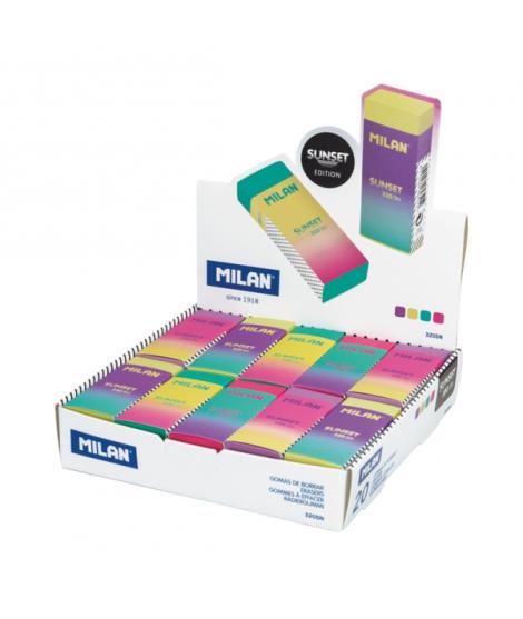 Milan Nata 320 Sunset Expositor con 20 Gomas de Borrar - Colores Surtidos