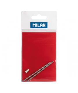 Milan Recambio para Boligrafo Multifuncion - Tinta Azul - Tinta Roja - Goma de Borrar - Colores Surtidos