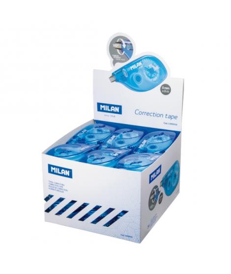 Milan Expositor con 36 Cintas Correctoras - 5mm x 8m - Color Azul