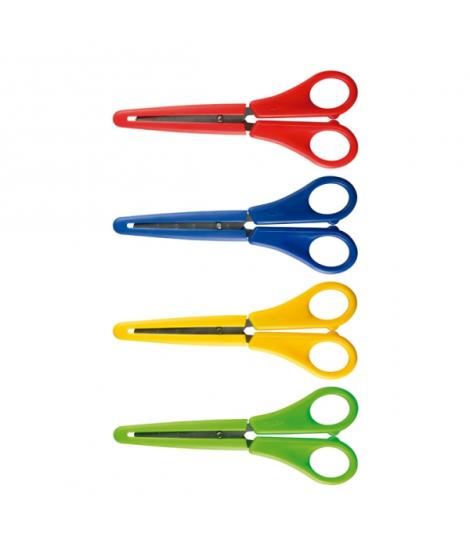 Milan Tijeras con Funda - Regla Integrada de 5cm - Punta Redondeada - Acero Inoxidable de 14.7cm - Colores Surtidos