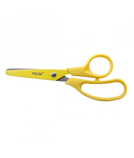 Milan Basic Colours Tijeras de 13.4cm - Mango Ergonomico - Punta Redondeada - Hoja de Acero Inoxidable - Color Amarillo