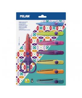 Milan Tijeras Zig-Zag con 8 Hojas Intercambiables - Recubierta de Plastico - Diferentes Patrones - Color Violeta