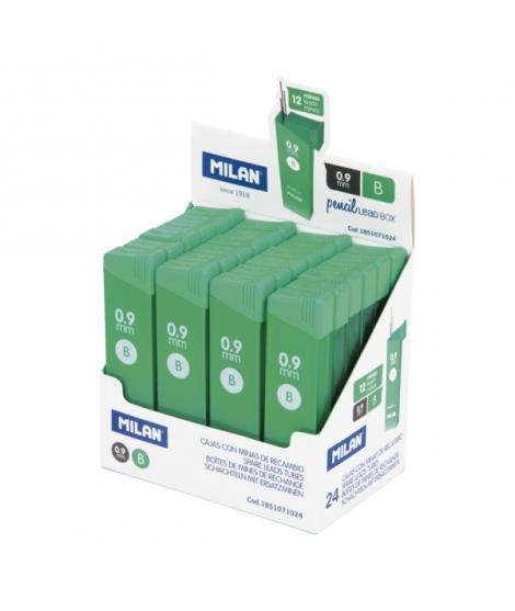 Milan Expositor con 24 Cajas de 12 Minas Grafito 0.9mm - Dureza B - Color Gris Oscuro