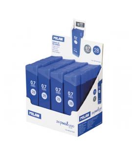 Milan Expositor con 24 Cajas de 12 Minas 0.7mm - Dureza 2B - Color Negro