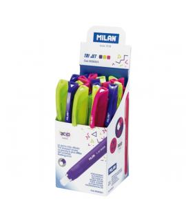 Milan Tri Jet Acid Expositor con 21 Portagomas Automaticos - Triangular - Colores Surtidos