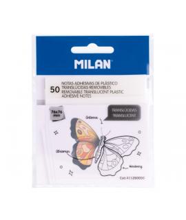 Milan Pack de 50 Notas Adhesivas - Translucidas - Removibles - 76x76mm - Color Transparente
