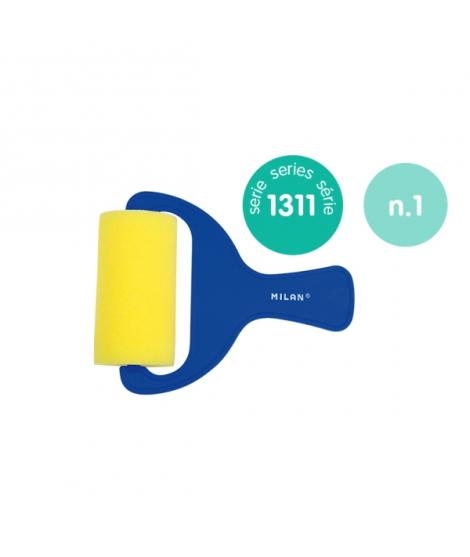 Milan 1311 Rodillo de Esponja Liso de 70mm - Mango de Plastico Corto - Color Azul