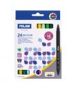 Milan Pack de 24 Rotuladores Bicolor - Tinta al Agua - Punta Conica de 5mm - Colores Surtidos