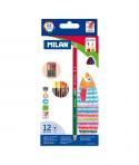 Milan Pack de 12 Lapices Bicolor - Triangulares - Colores Surtidos