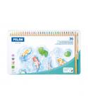Milan Pack de 36 Lapices de Colores Acuarelables - Caja Metalica - Mina Gruesa - Incluye Pincel - Colores Surtidos