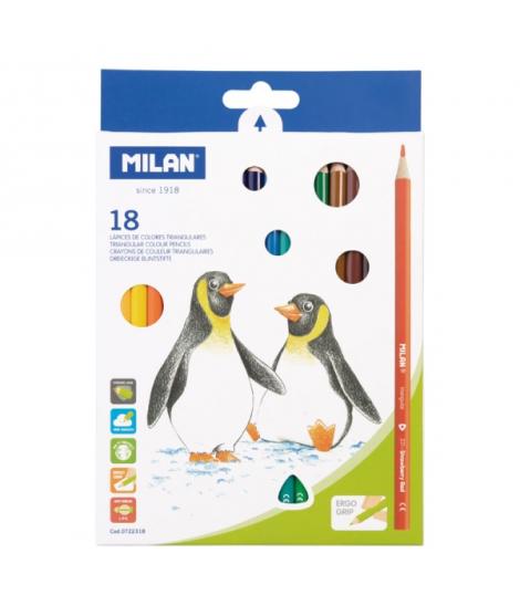 Milan Pack de 18 Lapices de Colores - Triangulares - Colores Surtidos