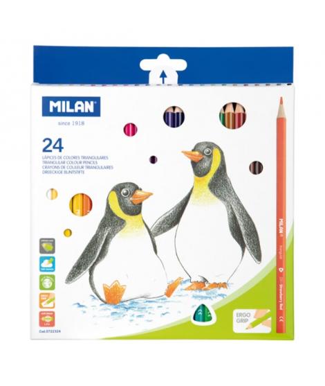 Milan Pack de 24 Lapices de Colores - Triangulares - Colores Surtidos