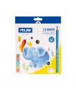 Milan Maxi Pack de 12 Lapices de Colores - Incluye Sacapuntas - Hexagonales - Colores Surtidos