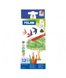 Milan Pack de 12 Lapices de Colores - Triangulares - Colores Surtidos