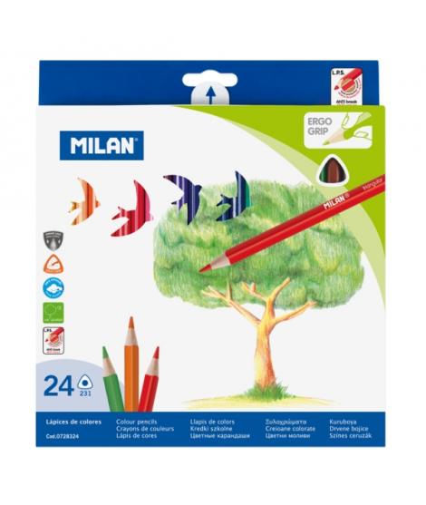 Milan Pack de 24 Lapices de Colores - Triangulares - Colores Surtidos
