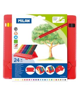 Milan Flexibox Pack de 24 Lapices de Colores - Triangulares - Colores Surtidos
