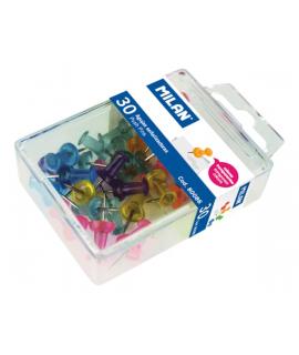 Milan Pack de 30 Chinchetas con Cabeza de Plastico - Colores Surtidos