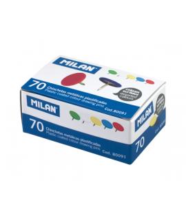 Milan Pack de 70 Chinchetas Metalicas - Plastificadas - Colores Surtidos