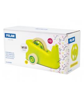 Milan Acid Portarrollos de Sobremesa - Doble Adaptador - Compatible con Cintas de 25mm y 75mm - Color Amarillo