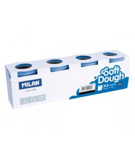 Milan Soft Dough Pack de 4 Botes de Pasta Blanda - 100% Vegetal - Moldeable - Sin Residuos - Colores Mezclables - 116g por Unida