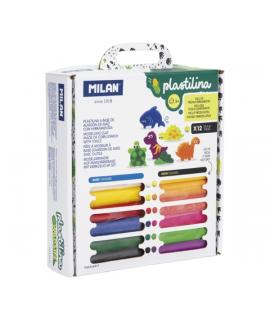 Milan Wild Life Pack de 12 Barritas de Plastilina de Colores - 100% Vegetal - Muy Moldeable - No Se Seca - Colores Mezclables - 