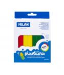 Milan Pack de 4 Barras de Plastilina de Colores - 100% Vegetal - Muy Moldeable - No Se Seca - Colores Mezclables - 330g - Colore