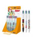 Bic 4 Colours Asterix Expositor con 30 Boligrafos de Bola Retractil Diseños Comic Asterix - Punta Media de 1.0mm - 3 Diseños Dif