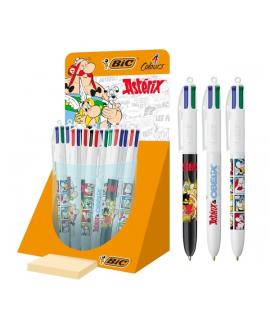 Bic 4 Colours Asterix Expositor con 30 Boligrafos de Bola Retractil Diseños Comic Asterix - Punta Media de 1.0mm - 3 Diseños Dif
