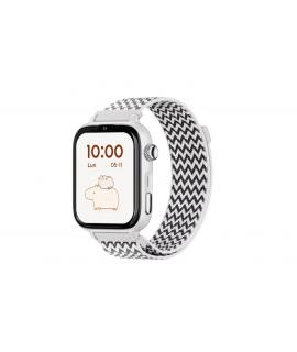 Savefamily Reloj Inteligente Infantil SaveWatch Plus 2 - Pantalla Amoled - Carcasa Blanca - Correa Tela ZigZag