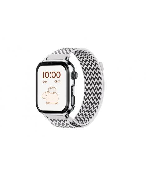 Savefamily Reloj Inteligente Infantil SaveWatch Plus 2 - Pantalla Amoled - Carcasa Plateada - Correa Tela Zigzag